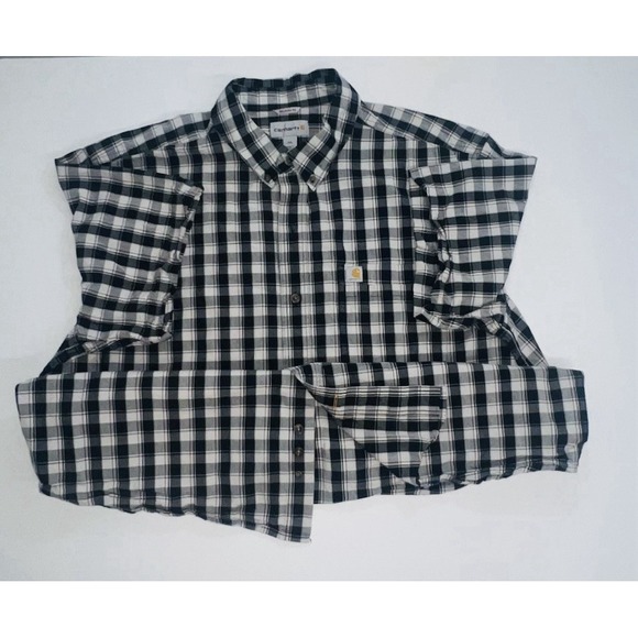 Carhartt Relaxed Fit Short Sleeve Button Down Plaid Shirt Men's Size 2XL - Picture 3 of 16